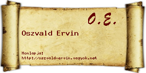 Oszvald Ervin névjegykártya
